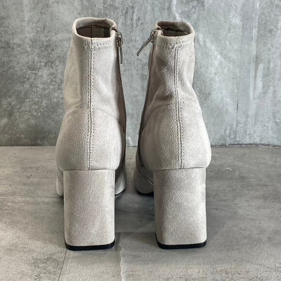 MARC FISHER Women's Light Gray Needit Stretch Square-Toe Block Heel Booties SZ 7 - Picture 5 of 10